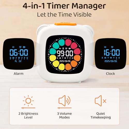 M&G 99-Minute Visual Timer for Kids & Daily Use | Rechargeable Alarm with 3 Sound Modes