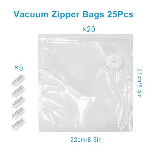 MEGAWISE Reusable Vacuum Zipper Bags - 20 Pack, 8.5x8.5in, BPA Free