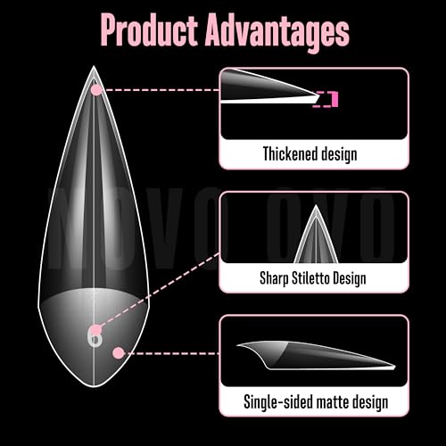 NOVO OVO V-Shape Stiletto Soft Gel Nail Tips - 224pcs Half Cover Set