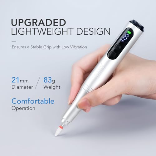 GAOY Cordless Silver Nail Drill with LED Display - 9 Speed Adjustable