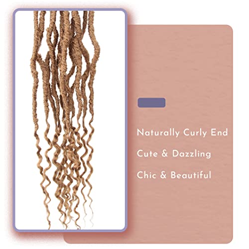 BOHOBABE 14 Inch Short Faux Locs Crochet with Curly Ends - 27# (Honey Blonde)