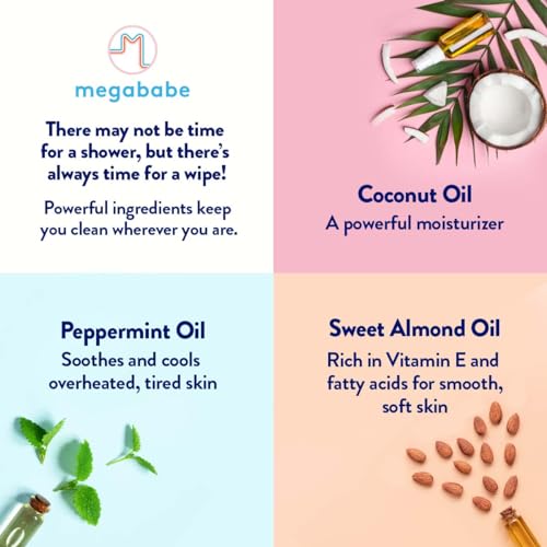 Megababe Cucumber Mint Shower Wipes - Oversized Refreshing Sheets