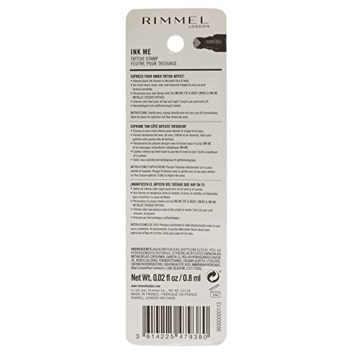 Rimmel Ink Me Tattoo Stamp Eyeliner 001 Black Heart Shape Face & Body Marking