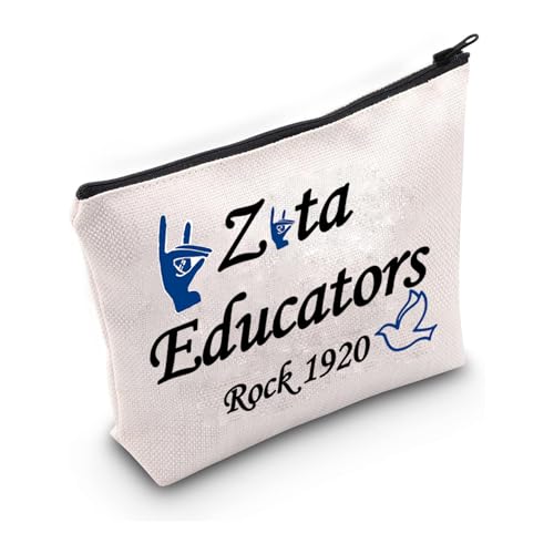 Zeta Educators Rock Canvas Makeup Bag - Greek Sorority Gift Pouch