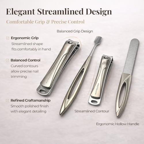 PROTOUCH Premium Manicure Set with Vegan Leather Case - Professional Nail Grooming Kit for Men & Women