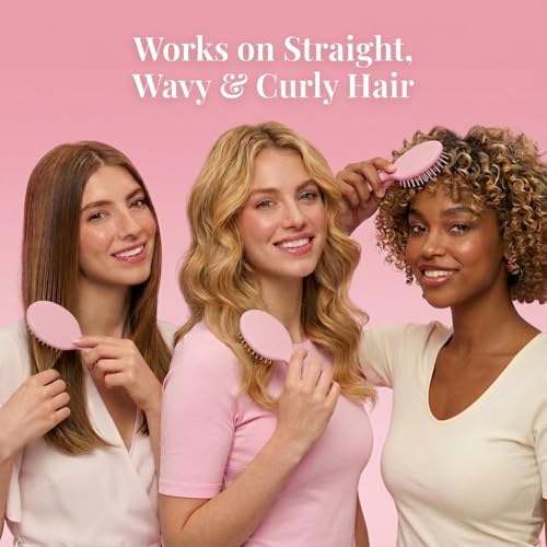 12 Pack Mini Pink Hair Brushes for All Hair Types - Travel-Friendly