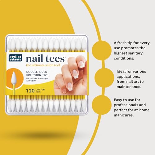 Fran Wilson Double-Pointed Nail Tips Cotton Swabs 120 Count (2 Pack) - Precise Manicure & Pedicure Tools