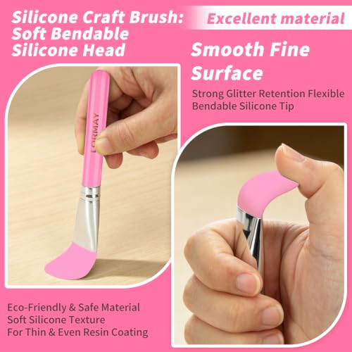 LORMAY 9-Piece Silicone Brush Set for UV Resin Crafting & Makeup
