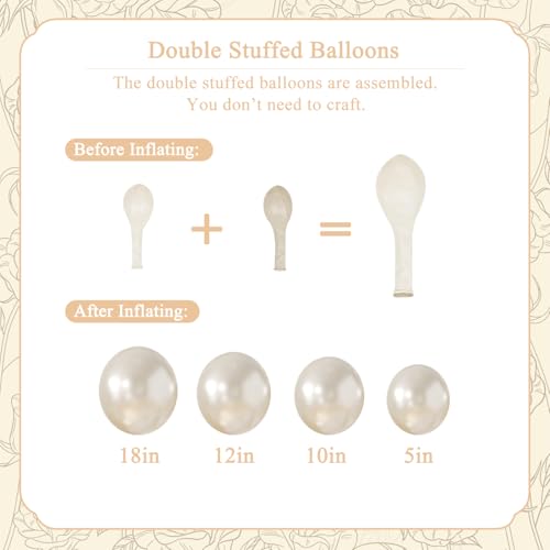 Double Stuffed Pearl White Balloon Arch Kit for Weddings & Showers