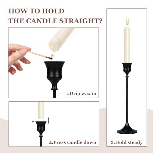 SHOWIN White Taper Candle Holders Set of 3 - Sturdy Aluminum Alloy Decor