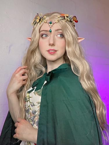 MOSTORY Elf Fairy Crown with Butterflies, Rhinestone Woodland Headpiece