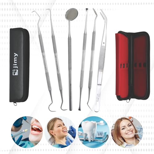 Jimy 6-Piece Dental Tool Set, Stainless Steel Plaque & Tartar Remover