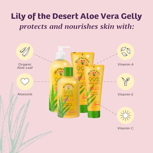 Lily of the Desert 99% Organic Aloe Vera Gelly - Soothing Skin Moisturizer, 16 oz
