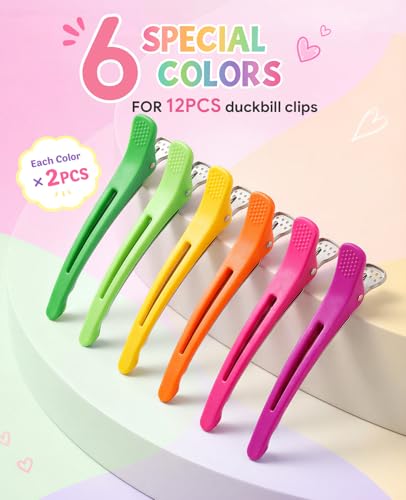 AMIZO No-Crease Hair Clips, 12PCS, 4.3 Inch Multicolored