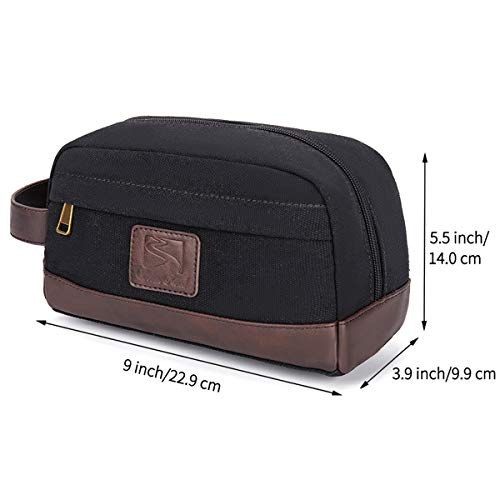 Travel Toiletry Bag for Men & Women - Medium Black Canvas Dopp Kit