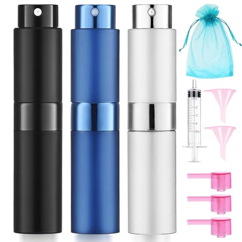 3-Pack Travel Perfume Atomizer Spray Bottles - Refillable & Portable