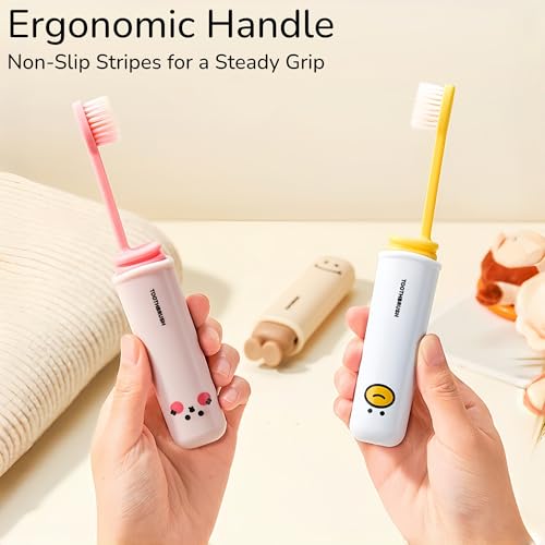 Travel Folding Toothbrush with Cover - Compact & Hygienic Design