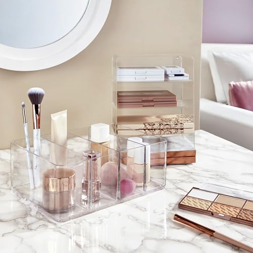 STORi 4-Compartment Clear Plastic Makeup Organizer - USA Made