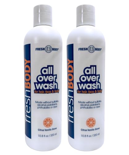 Fresh Body FB All Over Wash Citrus Vanilla 10.8oz Pack of 2 - 2-in-1 Body & Hair Cleanser for Men & Women