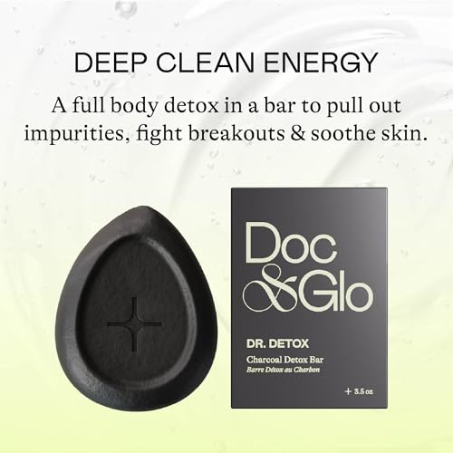 Doc & Glo Dr. Detox Charcoal Bar for Face & Body - Detox Bar Soap, 3.5 Oz