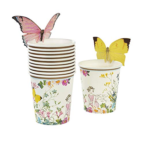 Talking Tables Fairy Paper Party Cups with Butterfly Trim - 12 Pack, 9 oz