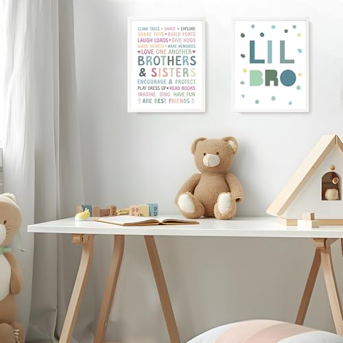 Brother and Sister Wall Art Prints - Set of 4 Unframed Decor