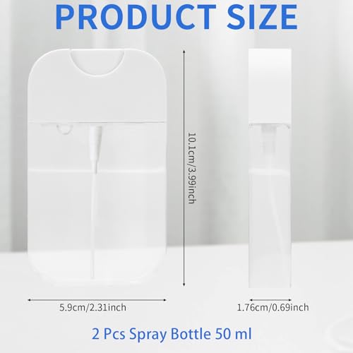 2-Pack 50ml Clear Spray Bottles - Portable Refillable Atomizers