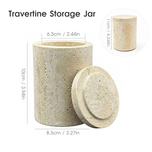 AUSAULAC Travertine Marble Qtip Holder Dispenser with Lid