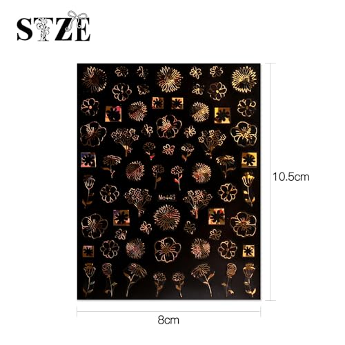 JMEOWIO 12 Sheets Self-Adhesive Floral Nail Art Stickers