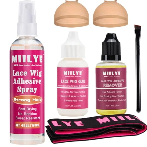 MIILYE Lace Wig Adhesive Kit: Strong Hold Glue, Melting Spray & Remover