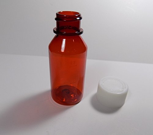 1oz Amber Plastic Travel Medicine Bottles with Child-Resistant Caps - 10 Pack