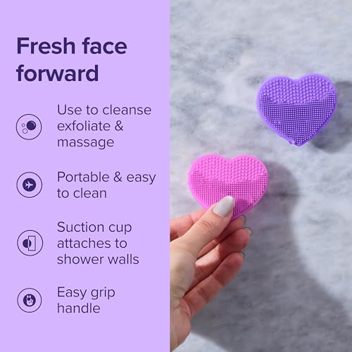 Plum Beauty Heart-Shaped Silicone Skin Scrubber with Suction Cup