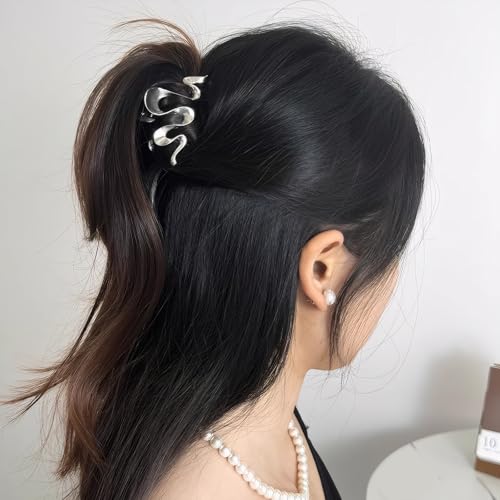 Silver Small Butterfly Wave Hair Claw Clips - Pack of 5 with Pearl & Crystal Accents