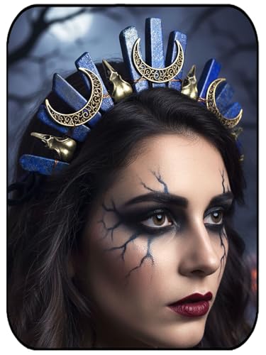 Formery Blue Quartz Crystal Crown Headpiece for Women - Moon Witch Tiara