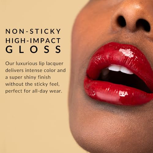 Flori Roberts Luscious Lip Lacquer in Run Raisin - Non-Sticky, High Shine Lip Gloss for Deeper Skin Tones