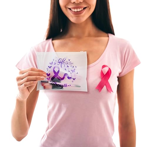 60Pcs Domestic Violence Awareness Purple Ribbon Makeup Bags Portable Gift Set