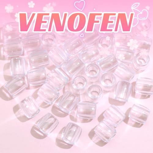 50PCS Clear Acrylic Hair Beads for Braids & Dreadlocks