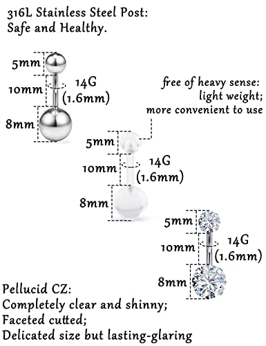 Goerhsjie Belly Button Piercing Kit Set for Women Men 14G Surgical Steel Navel Jewelry