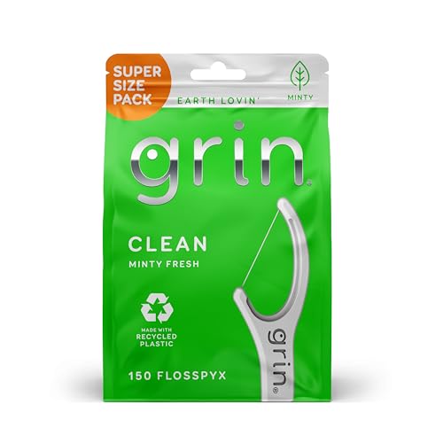 Grin Minty Floss Picks - 150 Count, Super Strong Dental Flossers