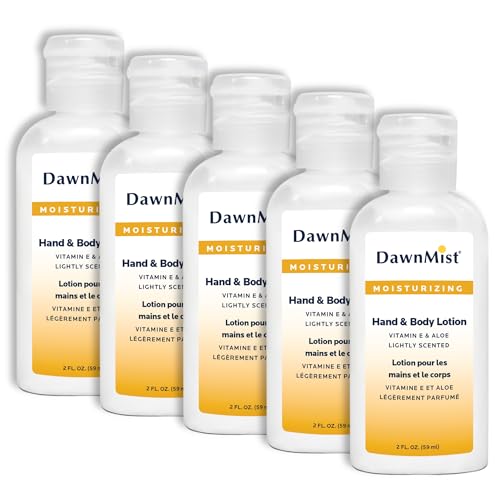 DawnMist Travel Hand & Body Lotion Set – 5 Pack 2 oz Moisturizers with Cocoa Scent