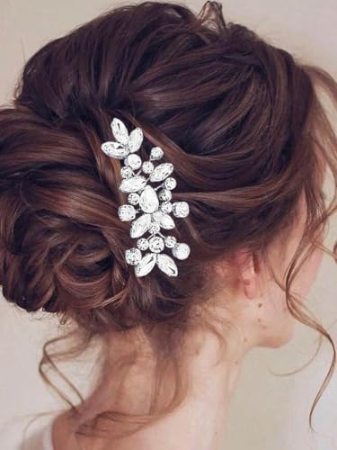 Silver Rhinestone Hair Comb for Women - Catery Wedding Hair Piece