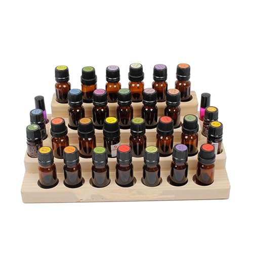 Pure Vie 4-Tier Wooden Essential Oil Storage Box - 30-Slot Organizer