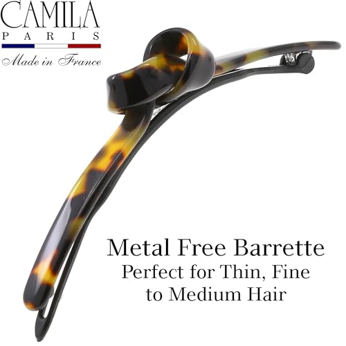 Tokyo 3.75 Inch Handmade French Hair Barrette Clip - Metal-Free Closure, Strong Hold for All Hair Types