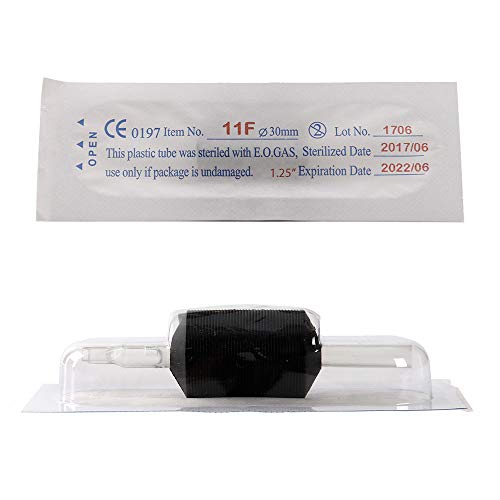 VORTEX 1.25-inch Disposable Tattoo Tube Grips with Clear Tips - 15 Pack