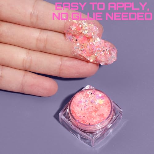Teenitor Pink Glitter Gel - Glow in The Dark Face & Body Glitter