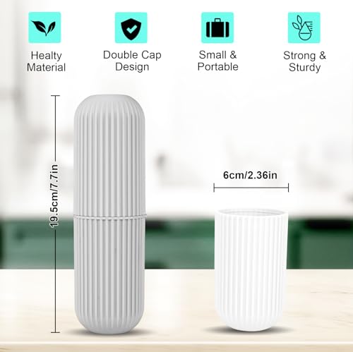 UCEC Portable Toothbrush Case 2-Pack, 7.7 Inch - Grey & White