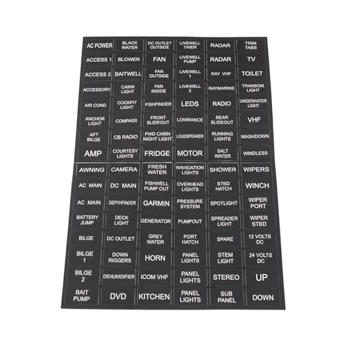 96-Piece Marine Switch Label Stickers for Dash Panels