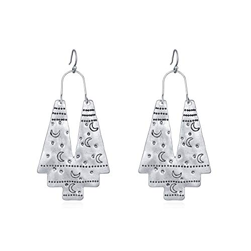Zealmer Silver Geometric Drop Earrings for Women - 6.6cm Fan Shape Statement Jewelry