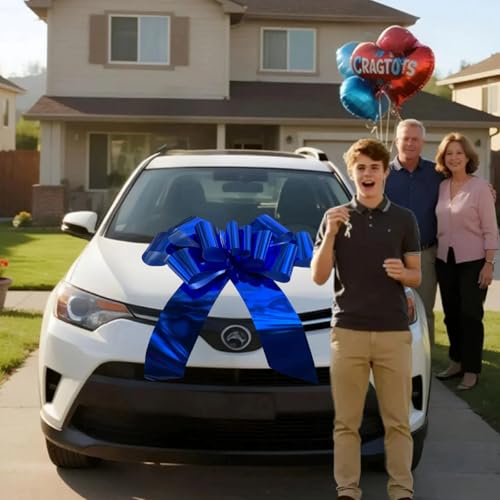 30-Inch Blue Car Bow - Giant Gift Decoration for Parties & Events