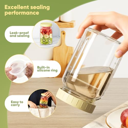 32oz Glass Salad Jars with Leakproof Dressing Container - 4 Pack